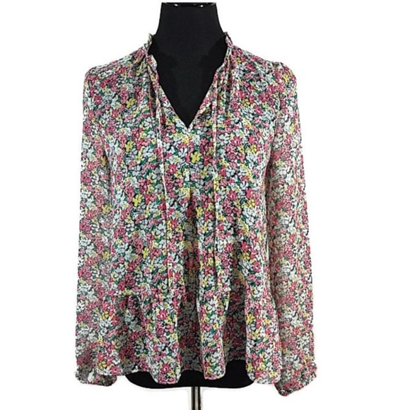 GAP Tops Floral Peplum Sheer Top Poshmark